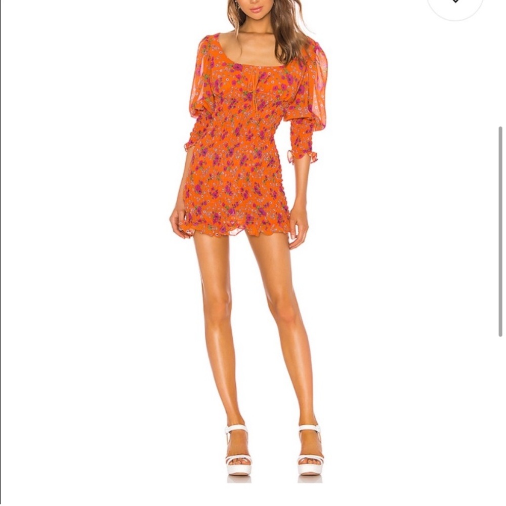 For Love And Lemons Orange and Purple Mini Dress